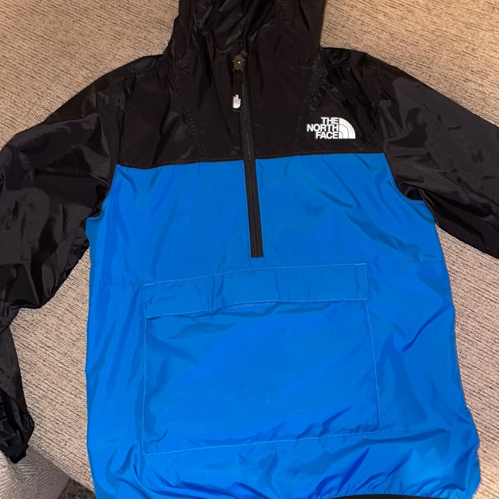 Blue and black kids North face wind breaker